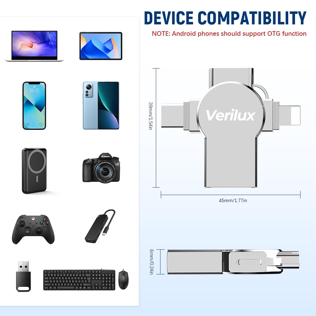 Verilux® 4-in-1 OTG Adapter PC Converter Verilux® 4-in-1 OTG Adapter PC Converter